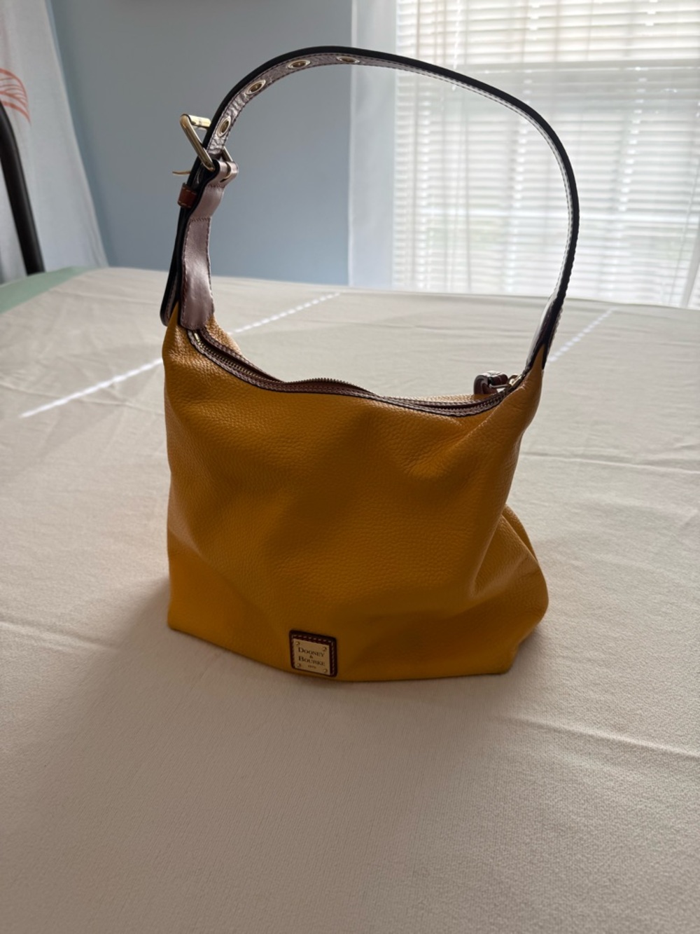 Dooney & Bourke Mustard Pebble Leather Shoulder Bag